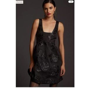 Maeve by Anthropologie Jaquard Black Cocktail Dress